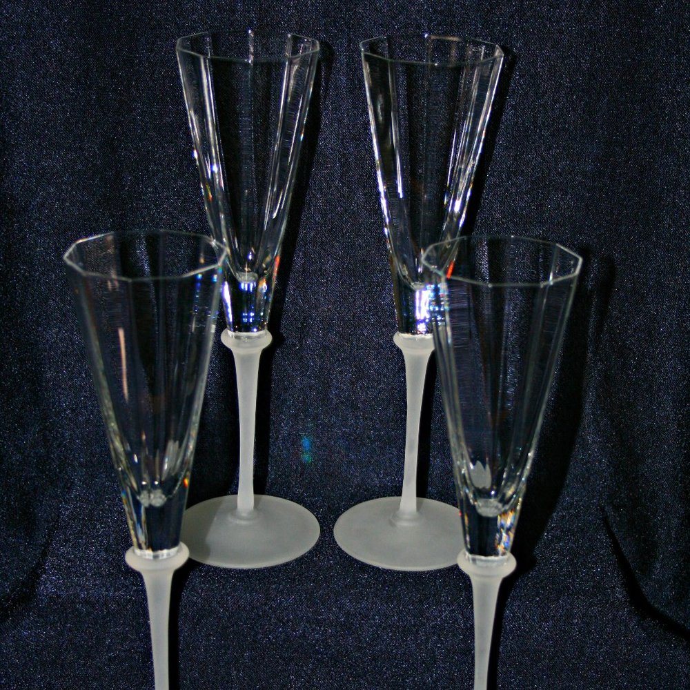 Portieux France Champagne Flutes ~ Set of 4